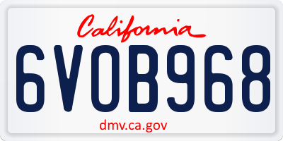 CA license plate 6VOB968