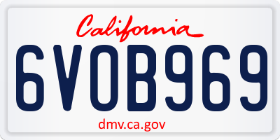 CA license plate 6VOB969