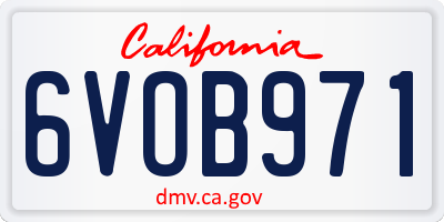 CA license plate 6VOB971