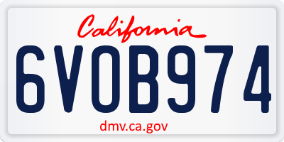 CA license plate 6VOB974