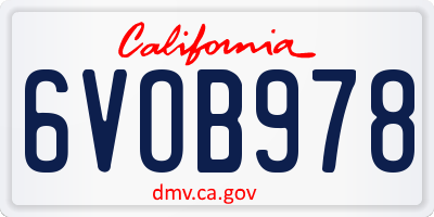 CA license plate 6VOB978