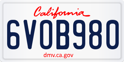 CA license plate 6VOB980