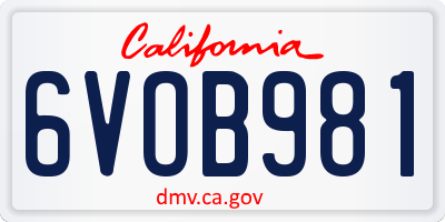 CA license plate 6VOB981