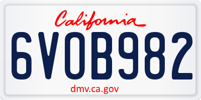 CA license plate 6VOB982