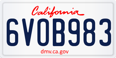 CA license plate 6VOB983