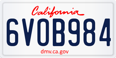 CA license plate 6VOB984
