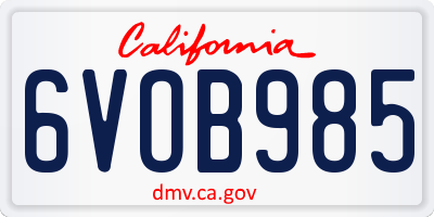 CA license plate 6VOB985