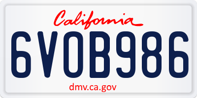 CA license plate 6VOB986