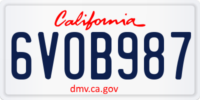 CA license plate 6VOB987
