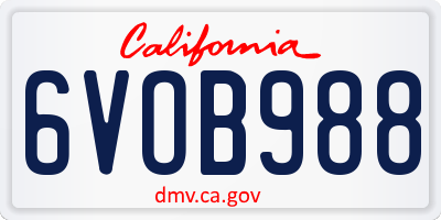CA license plate 6VOB988