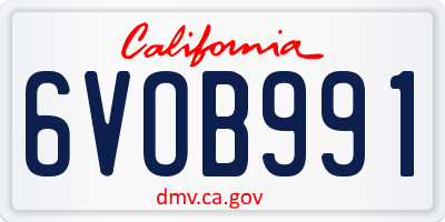 CA license plate 6VOB991