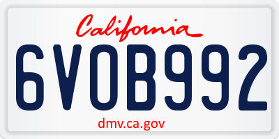 CA license plate 6VOB992