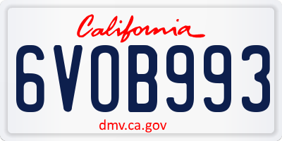 CA license plate 6VOB993