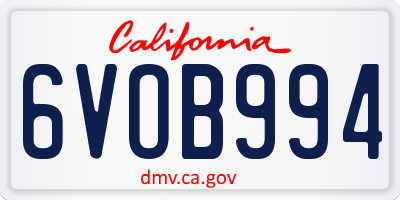 CA license plate 6VOB994