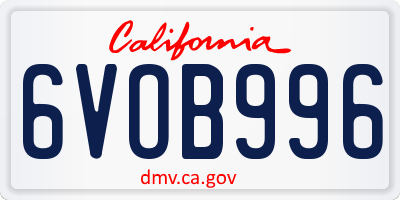 CA license plate 6VOB996