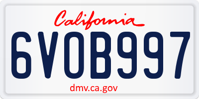CA license plate 6VOB997