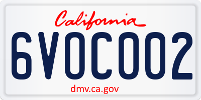 CA license plate 6VOC002