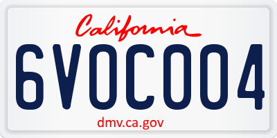 CA license plate 6VOC004