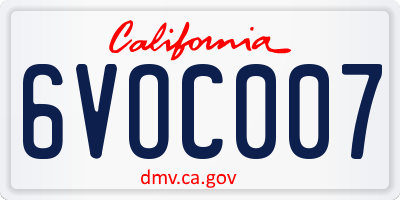 CA license plate 6VOC007