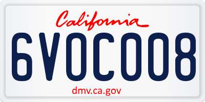 CA license plate 6VOC008