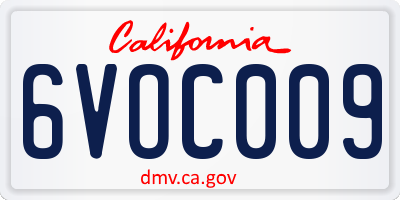 CA license plate 6VOC009