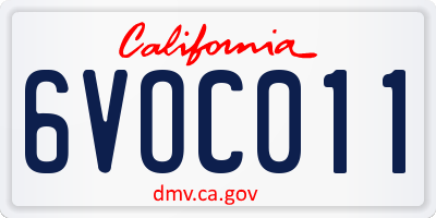 CA license plate 6VOC011