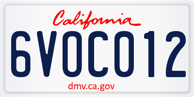 CA license plate 6VOC012