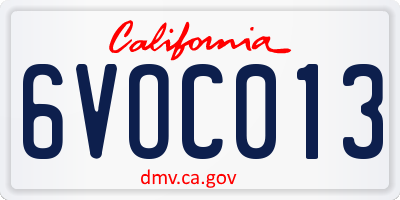 CA license plate 6VOC013