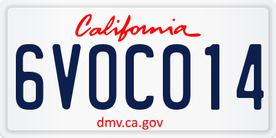 CA license plate 6VOC014