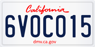 CA license plate 6VOC015