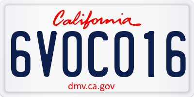 CA license plate 6VOC016
