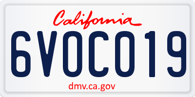 CA license plate 6VOC019