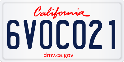 CA license plate 6VOC021