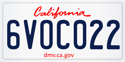 CA license plate 6VOC022