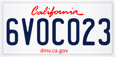 CA license plate 6VOC023