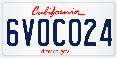 CA license plate 6VOC024
