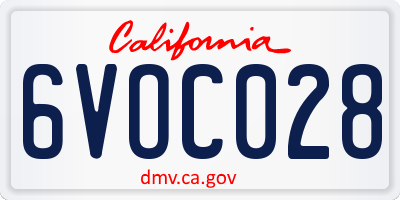 CA license plate 6VOC028