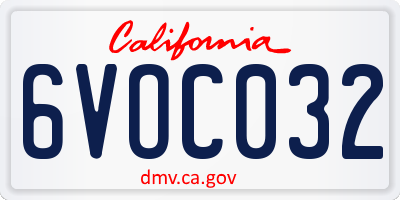 CA license plate 6VOC032