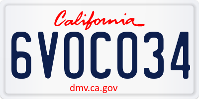 CA license plate 6VOC034