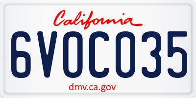 CA license plate 6VOC035