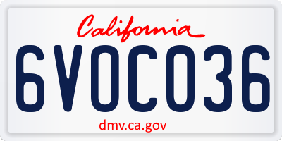 CA license plate 6VOC036