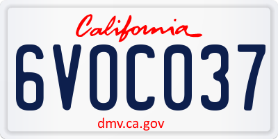 CA license plate 6VOC037