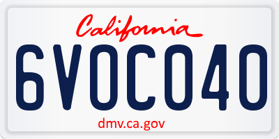 CA license plate 6VOC040