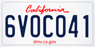 CA license plate 6VOC041