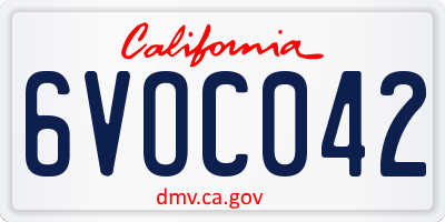 CA license plate 6VOC042