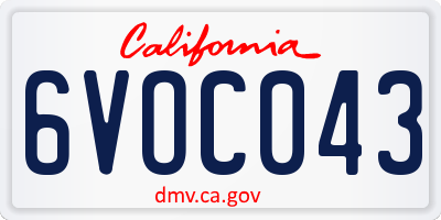CA license plate 6VOC043