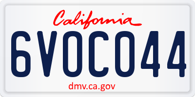 CA license plate 6VOC044