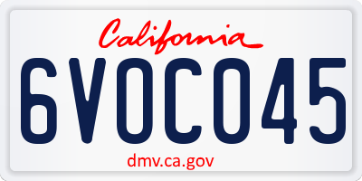 CA license plate 6VOC045