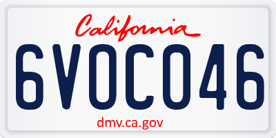 CA license plate 6VOC046