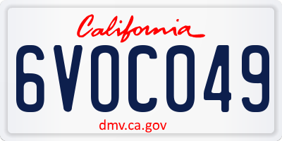 CA license plate 6VOC049